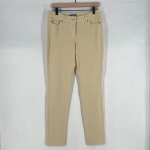 J.McLaughlin Pants Womens 6 Beige Cotton Stretch Mid Rise Slim Straight Leg